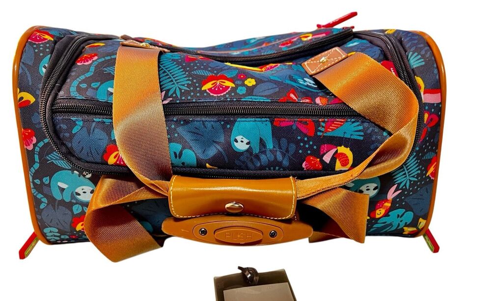 Lily Bloom Designer 15 Inch Carry On Rolling Travel Luggage Suitcase Sloth to Me - Picture 3 of 15